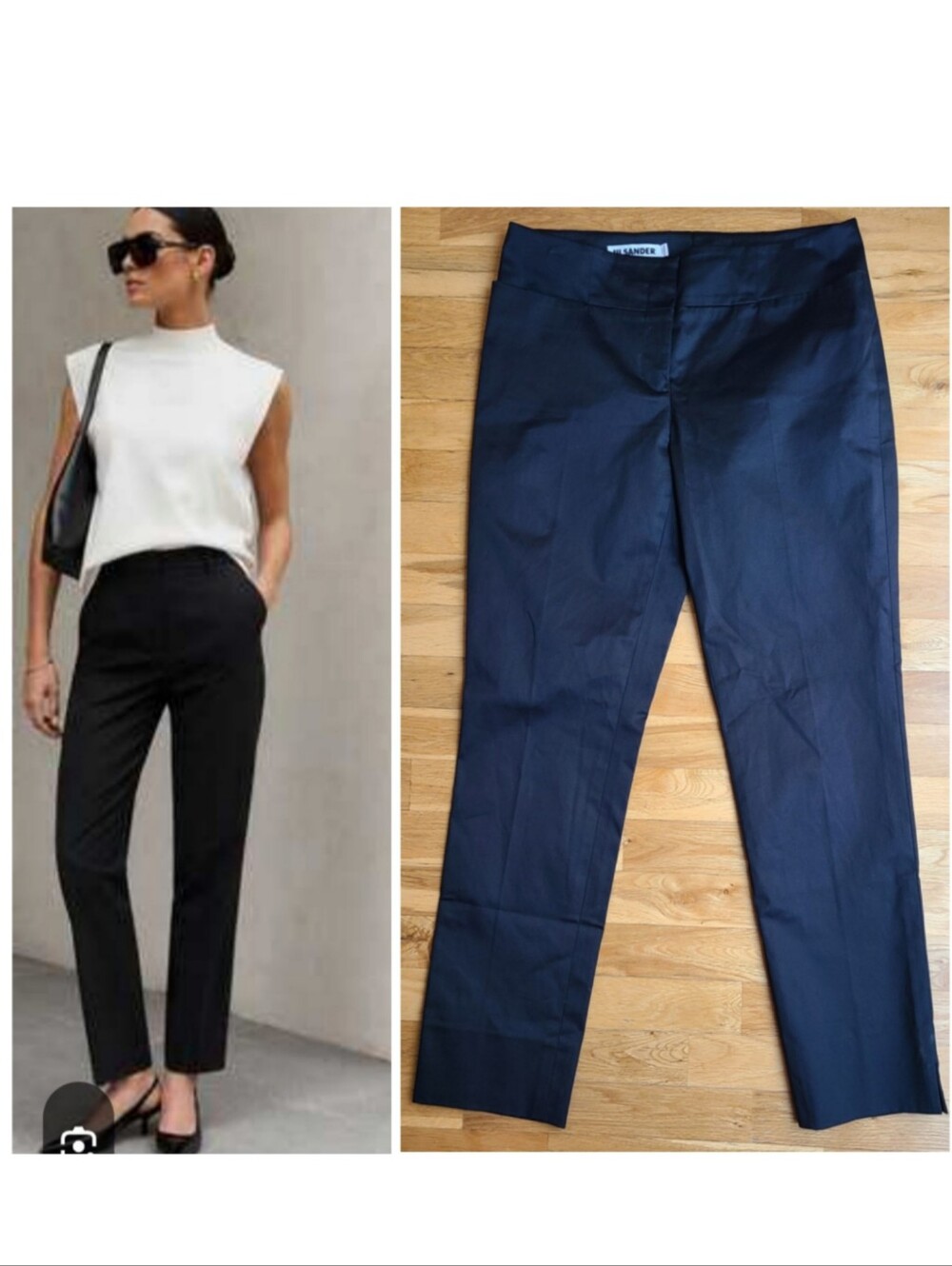 Jill Sander Flat Front Straight Black Pant Quiet Luxury Clean Girl Style US 4